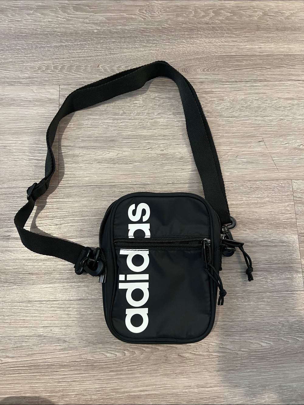 adidas Black Compact Crossbody Pouch with White Logo